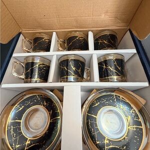 Imtoss Glass Coffee Set with Gold Accents